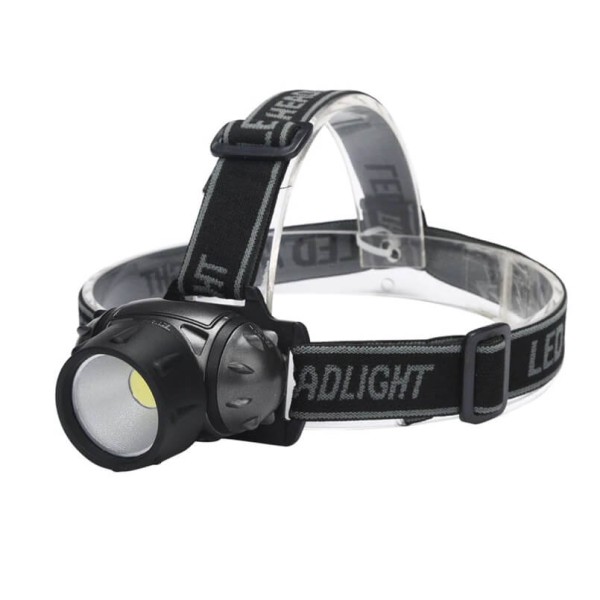 LED flashlight, led type COB, white light, black and silver color, waterproof